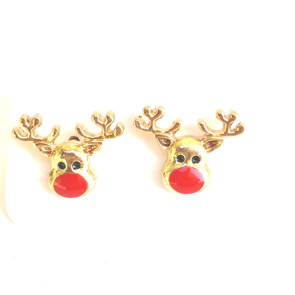 Ugly Christmas Sweater Jewelry - 5/$25 Stocking Stuffer Sale Christmas Earrings GOLD REINDEER Christmas Earrings